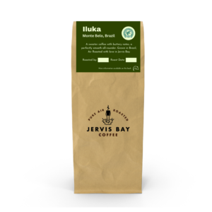Bag of coffee with Jervis Bay Coffee Co logo
